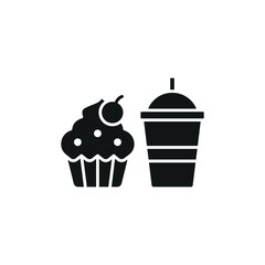 Drink and cupcake set food icon with a minimalist and elegant look, perfect for food delivery apps, cafe illustrations, and sweet treat packaging