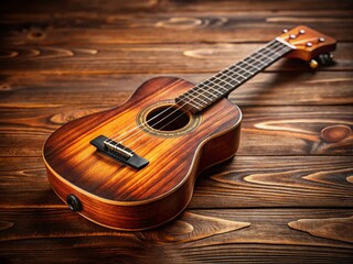 Fototapeta premium Vibrant Ukulele on Wooden Background: Close-up Product Shot
