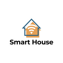 Fototapeta premium Smart house logo. Smart home logo icon with wireless connection concept.