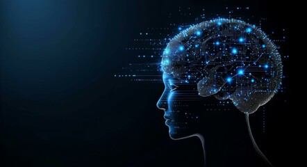 Digital Brain Human Profile Illustration