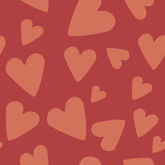Seamless pattern with hearts. Template holiday vector illustration. Design for card, postcard, poster, print, banner. Cartoon colorful hearts on color background.