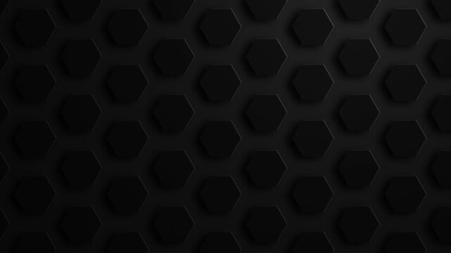 Seamless loop pattern, moving hexagons on dark background