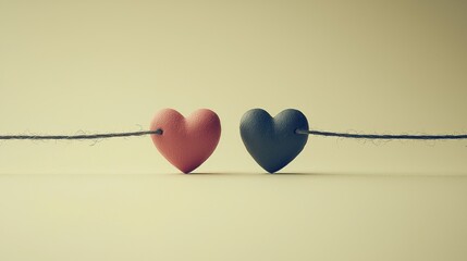 Intertwined Hearts Pierced by Fate: A Minimalist Visual of Connection and Contrast