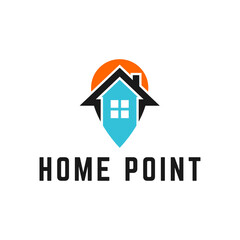 House point logo design vector template. Pin icon with home combination. .