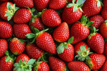 A close-up of a bunch of fresh strawberries