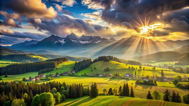 Belianske Tatry Mountains & Osturna Meadows Double Exposure Slovakia