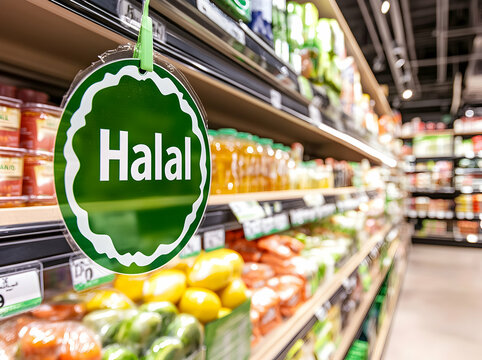 Halal Certified Products in Supermarket Aisle