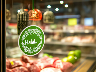 Halal Meat Market: A Green Sign in a Butcher Shop