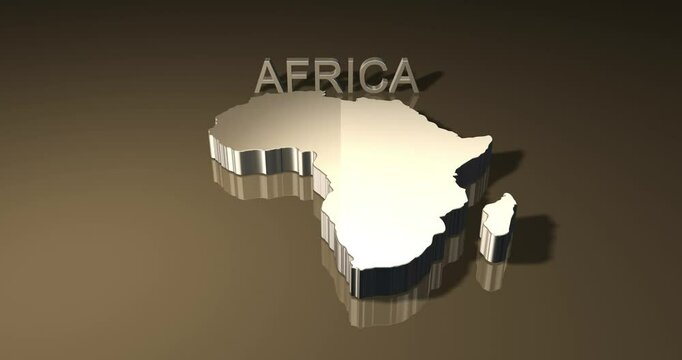 Map of Africa continent in 3D animation with golden theme