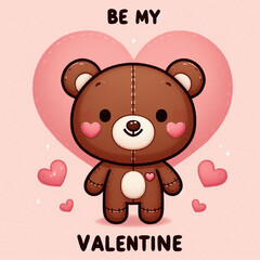 Obraz premium Be My Valentine Teddy Bear Design
