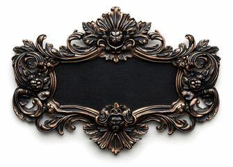 Elegant Ornate Black and Bronze Frame with Blank Slate for Text or Image