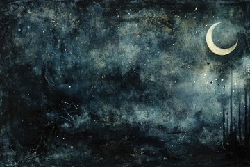 Dark Sky with Moon and Stars