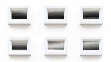 Minimalist vents arranged symmetrically against a bright white background