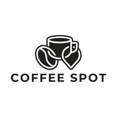 Pin location and coffee logo design illustration