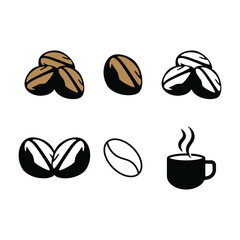 Set of Coffee beans pile icon illustration isolated on white background.