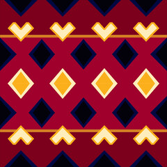 Geometric pattern with the motifs of golden hearts and diamond shapes