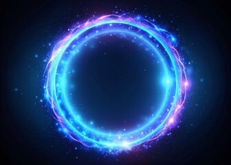 Fototapeta premium Blue Energy Circle Flow, Low Light Photography, Isolated PNG Background
