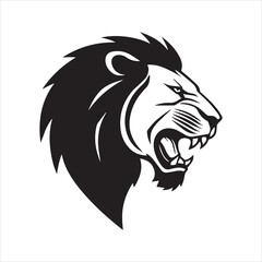 silhouette vector illustration of a lion head.