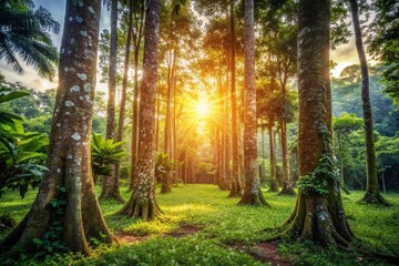 Fototapeta premium Vintage Photo: Teak Trees in a Costa Rican Agricultural Forest