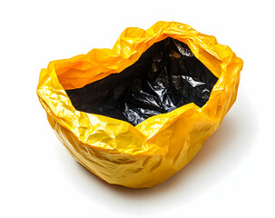 Abstract Composition: Yellow Plastic Bag with Black Liner