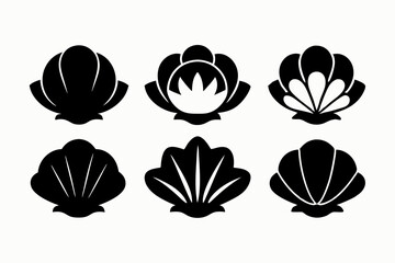 Clamshell Silhouette Vector Icon On White Background.