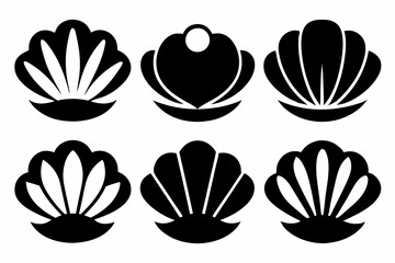 Clamshell Silhouette Vector Icon On White Background.
