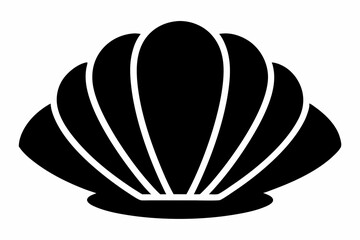 Clamshell Silhouette Vector Icon On White Background.