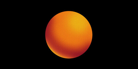 orange, yellow and red abstract, grainy, planet on black background 