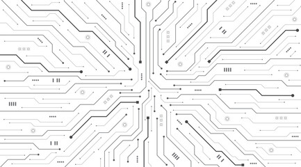 Circuit board on a white background. High-tech circuit board digital technology. Abstract futuristic technology circle line and dot background. Artificial intelligence (AI). Vector illustration.