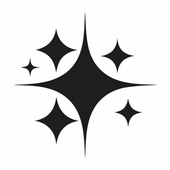 minimalist sparkling stars icon black silhouette vector on white background