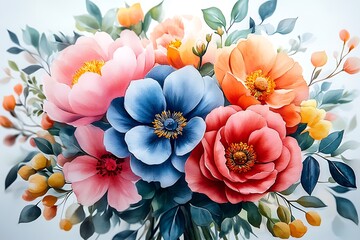 Vibrant floral bouquet painting, perfect for home décor inspiration.