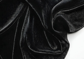 Fototapeta premium Elegant Black Velvet Drape: Luxurious Texture and Smooth Surface