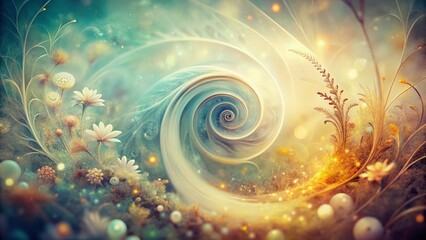 Vintage Soft White Abstract Spiral Design Stock Photo - Whimsical Swirl Background