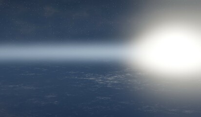 Fototapeta premium Flare Reflection from Globe, Horizon, Earth's Atmosphere 3D Illustration