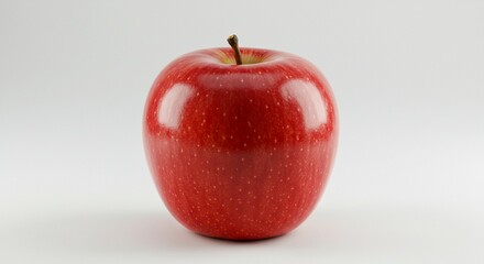 Shiny Red Apple Fresh Fruit Healthy Food Isolated on White Background