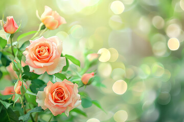 Bunch of pink roses are in a garden.