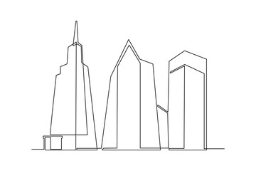 Single continuous line drawing Modern architectural solutions. Building architecture property isolated minimalism concept. Dynamic one line graphic design vector illustration on white background