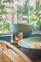 Tomato and Cheese Salad, Romantic Dinner Table Setting, Romantic Lunch Setting, Refreshing Red Wine Salad