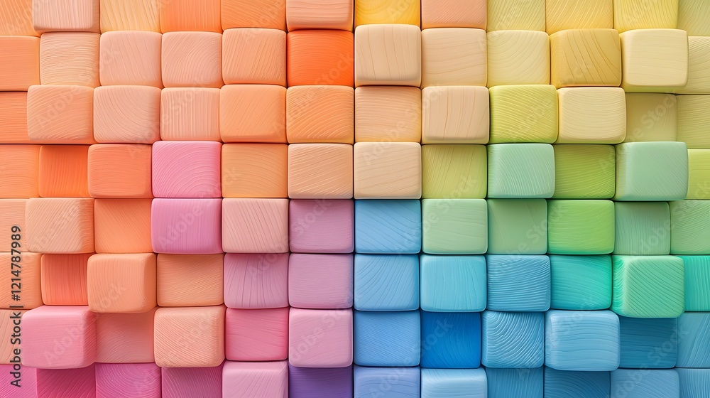 Aufkleber A vibrant radiant arrangement of colorful wooden blocks in geometric shapes and patterns
