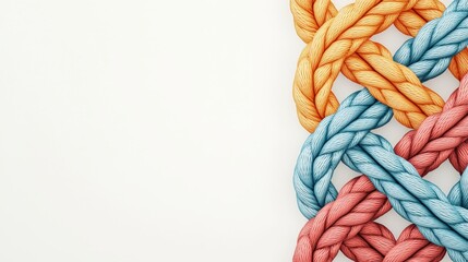 This vibrant image features intricately woven ropes in various colors, showcasing texture and artistry. Perfect for creative projects and designs.