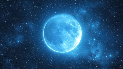 Obraz premium A close-up of the glowing moon surrounded by a scattering of stars on a clear night.