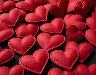 Obraz premium a vibrant Valentine’s Day-themed background filled with numerous red hearts of varying sizes, scattered across a soft, pink or pastel-colored backdrop. Add a subtle glow around the hearts to give the
