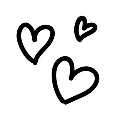 手書きのハートセット　黒　ベクター