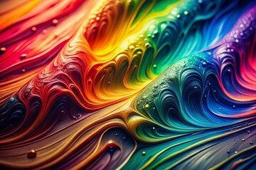 Obraz premium Vivid Rainbow Paint Streams: Abstract Vintage Photography