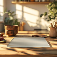 Kitchen Table with a Glass Worktop Saver - Generative AI