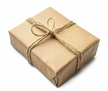 A Rustic Brown Gift Package Tied with Twine