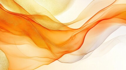 Obraz premium Abstract flowing orange and gold wave background with shimmering accents minimal design