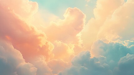 Dreamy pastel sky with soft clouds creating a peaceful serene atmosphere