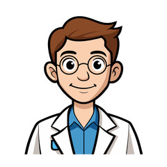 Cute illustration male junior doctor character in the costume 