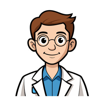 Cute illustration male junior doctor character in the costume 